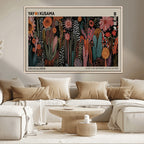 Modern Japanese Wall Art Canvas Print, Framed Abstract Mount Fuji Zen Landscape