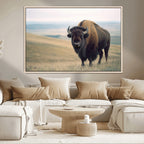Bison Wall Art Canvas Print, Framed American Buffalo Rustic Western Artwork