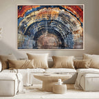 Tree Rings Wall Art Canvas Print, Framed Petrified Wood Art, Modern Rustic Decor