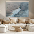 Ocean Waves Wall Art Canvas Print, Framed Coastal Serenity Surf Scene