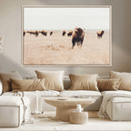 Bison Herd Wall Art Canvas Print, Framed Western Prairie Serenity
