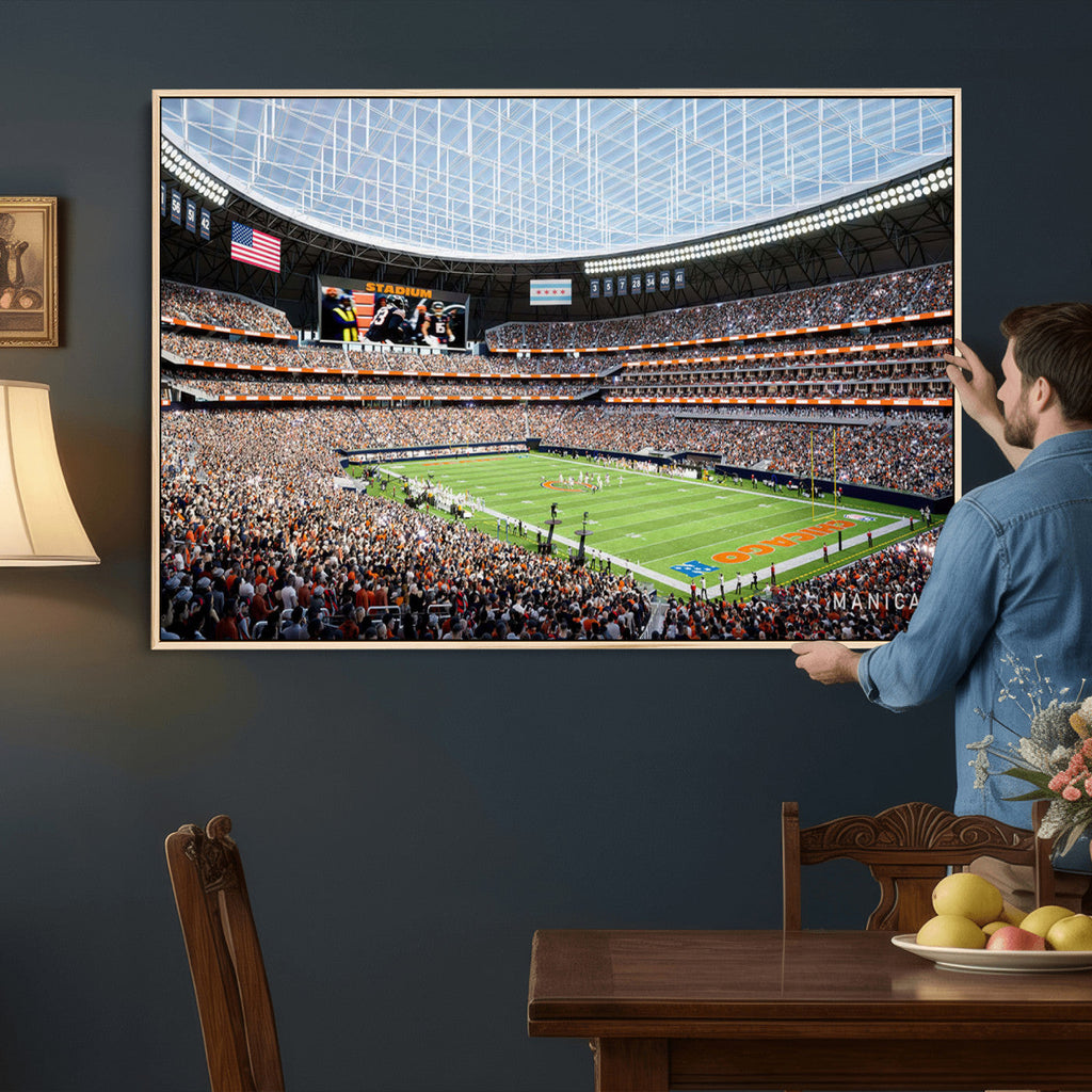 Chicago Bears Soldiers Field Wall Art Canvas Print, Framed and Ready to Hang