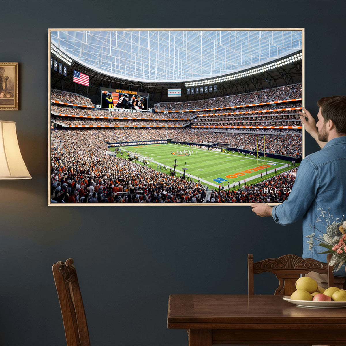 Chicago Bears Soldiers Field Wall Art Canvas Print, Framed and Ready to Hang