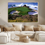 Ocean Cliff Golf Course Wall Art Canvas Print, Waves Crashing, Coastal Golf Landscape