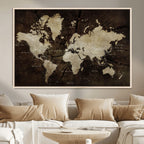 World Map Wall Art Canvas Print | Framed Travel Map Wall Art