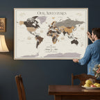 Personalized Travel Tracker Map with Pins, Framed World Map for Home and Office