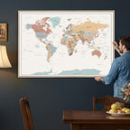 Pastel Colors World Map Wall Art Canvas Print