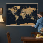 Vintage World Map Earth Globe Countries Oceans Continents