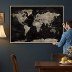 Detailed World Map Wall Art Print | Large Framed World Map Canvas