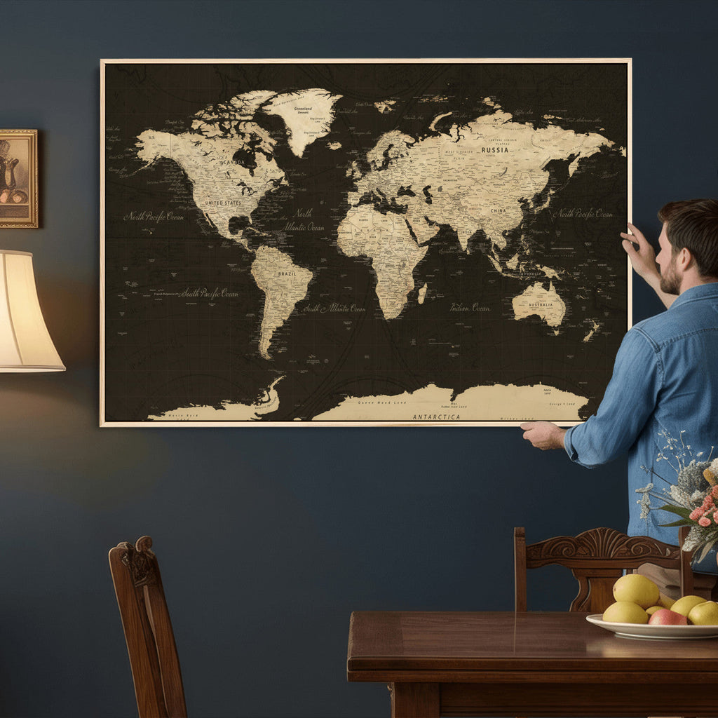 World Map Canvas Print | Framed World Map Wall Art for Couples
