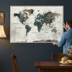 World Map Canvas Print | Framed Travel Map Wall Art for Couples
