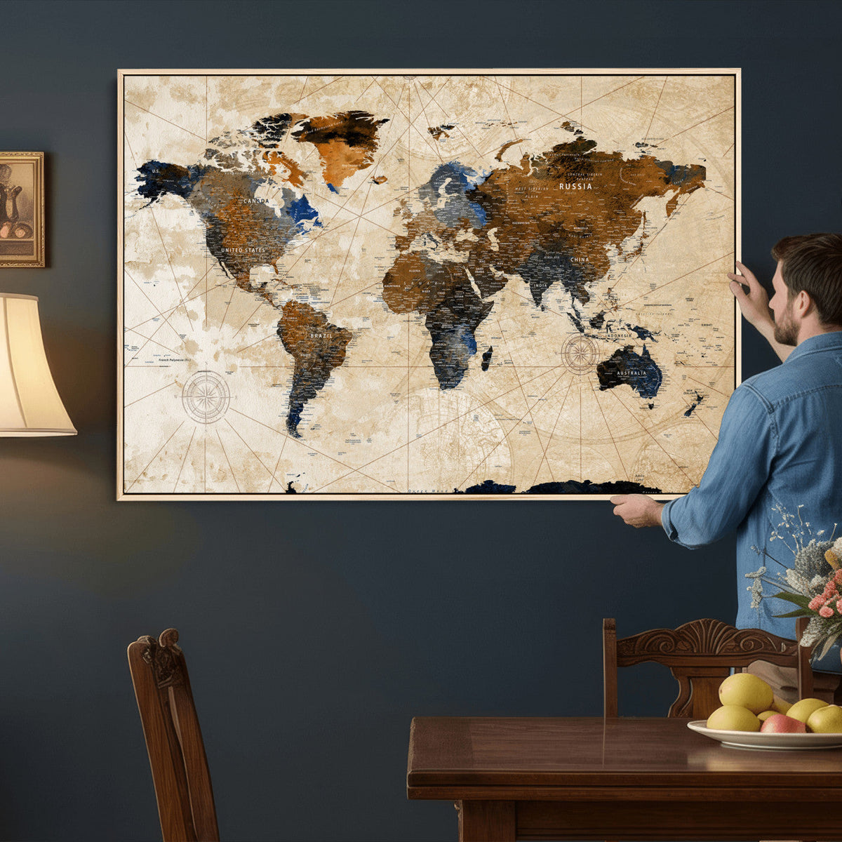 World Map Canvas Art Print | Framed Travel Map Wall Art
