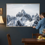 Snowy Mountain Range Canvas Print, Alpine Peaks Landscape Wall Art