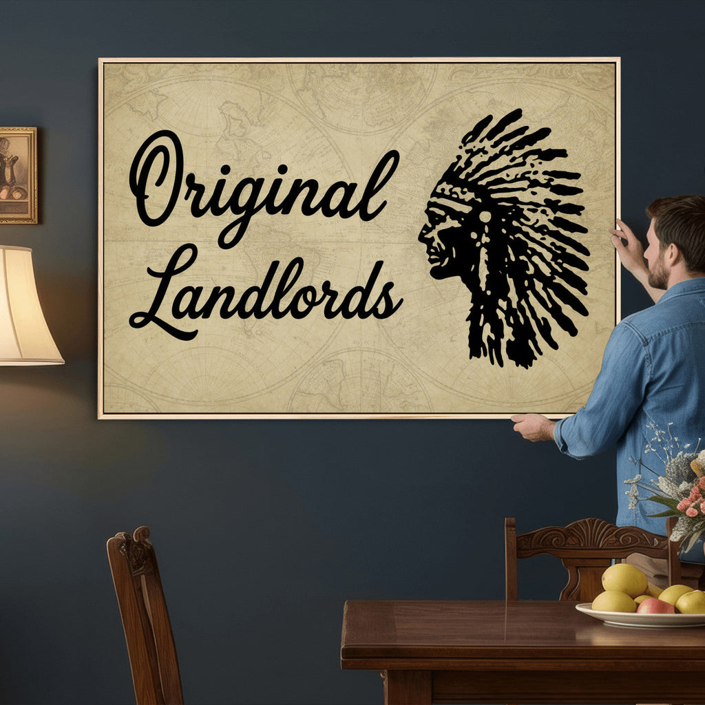 Original Landlords Wall Art Canvas Print, Native American Silhouette Artwork