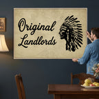 Original Landlords Wall Art Canvas Print, Native American Silhouette Artwork