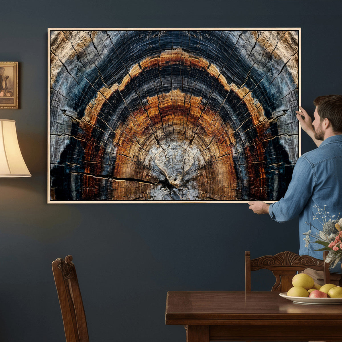 Abstract Wood Grain Canvas Print, Tree Ring Pattern Wall Art, Extra Large Living Room Wall Decor