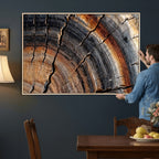 Abstract Tree Ring Wall Art Print, Natural Rustic Wood Grain Canvas