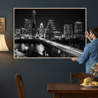 Austin Skyline Wall Art Canvas Print, Austin Downtown Night Cityscape