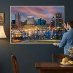 Baltimore Skyline Wall Art Canvas Print, Baltimore Downtown Night Cityscape