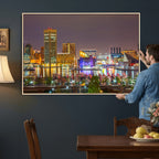 Baltimore Skyline Wall Art Canvas Print, Baltimore Downtown Night Cityscape