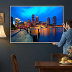 Boston Wall Art Canvas Print, Boston City Downtown Night Cityscape