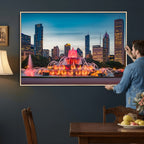Chicago Wall Art Canvas Print - Chicago City Downtown Night Cityscape