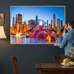 Chicago Wall Art Canvas Print, Chicago City Downtown Night Cityscape