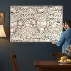 Abstract Bison Wall Art Canvas Print, Abstract Animal Art for Cabin Decor