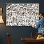 Abstract Texas Cow Wall Art Canvas Print, Farm Longhorn Art for Cabin Decor