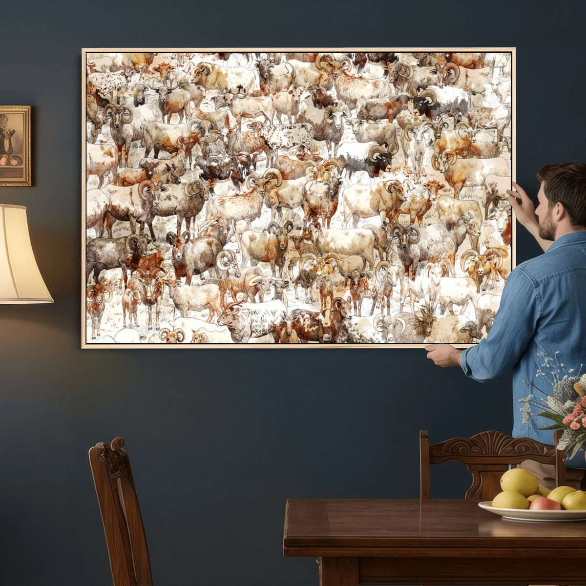 Farmhouse Bighorn Sheep Wall Art Canvas Print