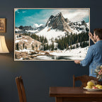 Snowy Mountain Wall Art Canvas Print, Alpine Pine Forest