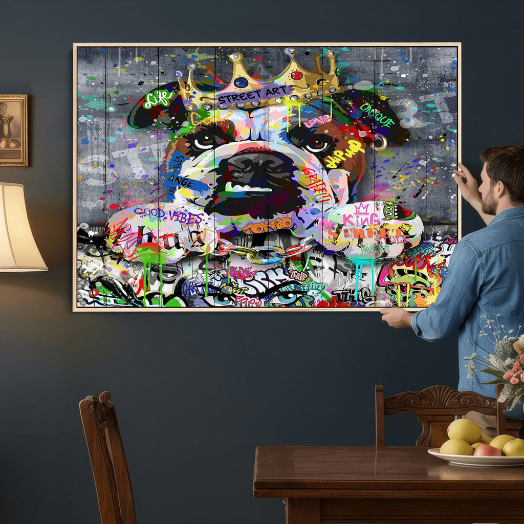 Graffiti Dog Wall Art Decor for Teen Bedroom | Abstract Graffiti Animal Canvas