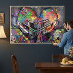 Graffiti Football Helmets Wall Art Canvas Print, Urban Street Art
