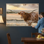 Texas Longhorn Wall Art Canvas Print, Western Ranch Bull Photography