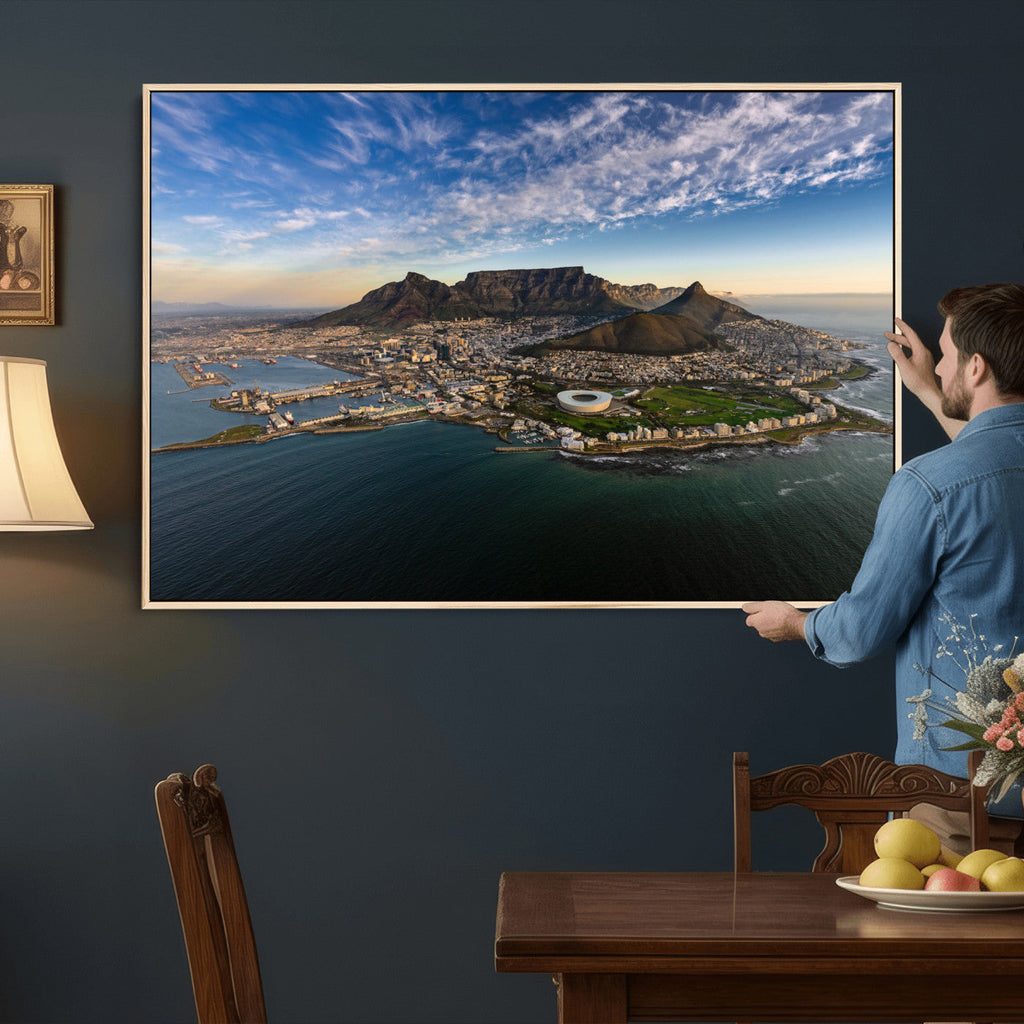 Cape Town Wall Art Canvas Print | Table Mountain Coastal Skyline Panorama