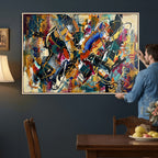 Geometric Abstract Wall Art Canvas Print, Orange Blue