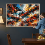 Lyrical Abstract Wall Art Canvas Print, Orange Blue Abstract