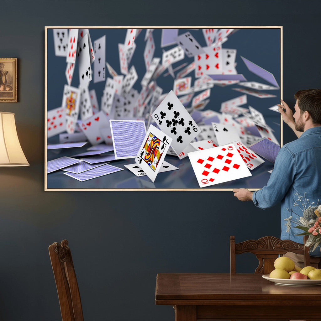 Playing Cards Canvas Wall Art | Casino Game Room Decor