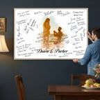 Wedding Signature Guest Book Canvas, Personalized Couple Photo Art
