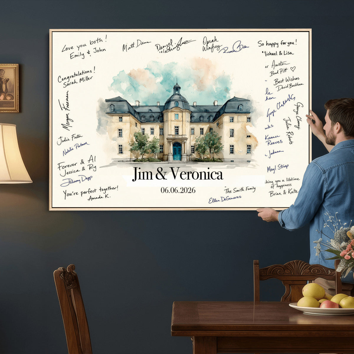 Wedding Venue Guest Book Canvas, Personalized Venue Drawing Sign