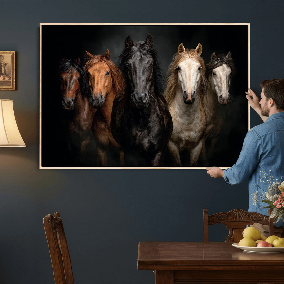 Horse Wall Art Canvas Print, Wild Horses Portrait Photography, Rustic Ranch Decor