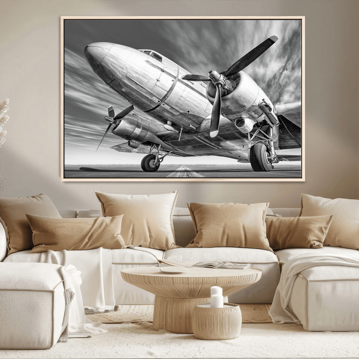 Vintage Airplane on Runway Canvas Print