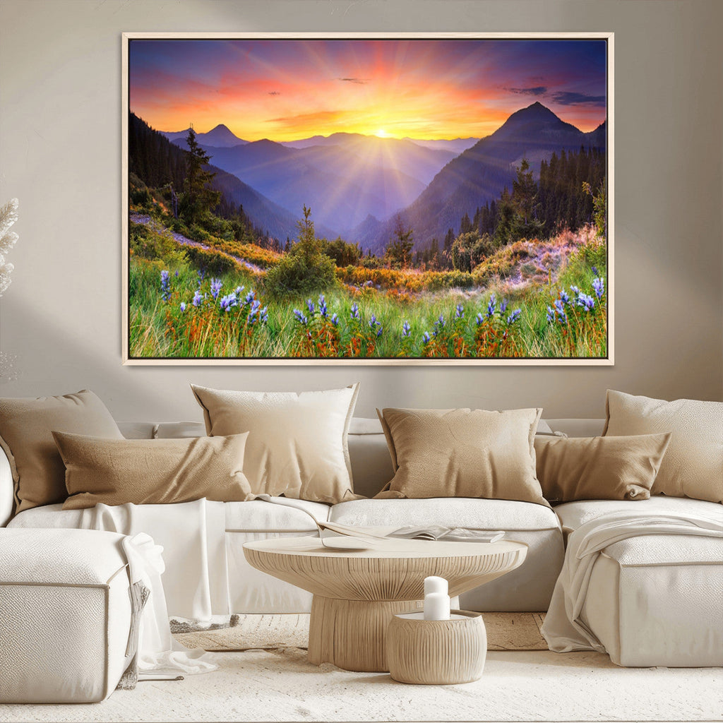 Mountain and Spring Wall Art Canvas Print