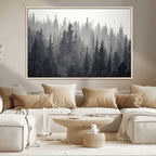 Misty Forest Canvas Wall Art | Monochrome Triptych Pine Tree Print