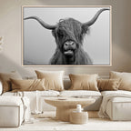 Texas Cow Wall Art Canvas, Texas Longhorn Cattle Canvas Print