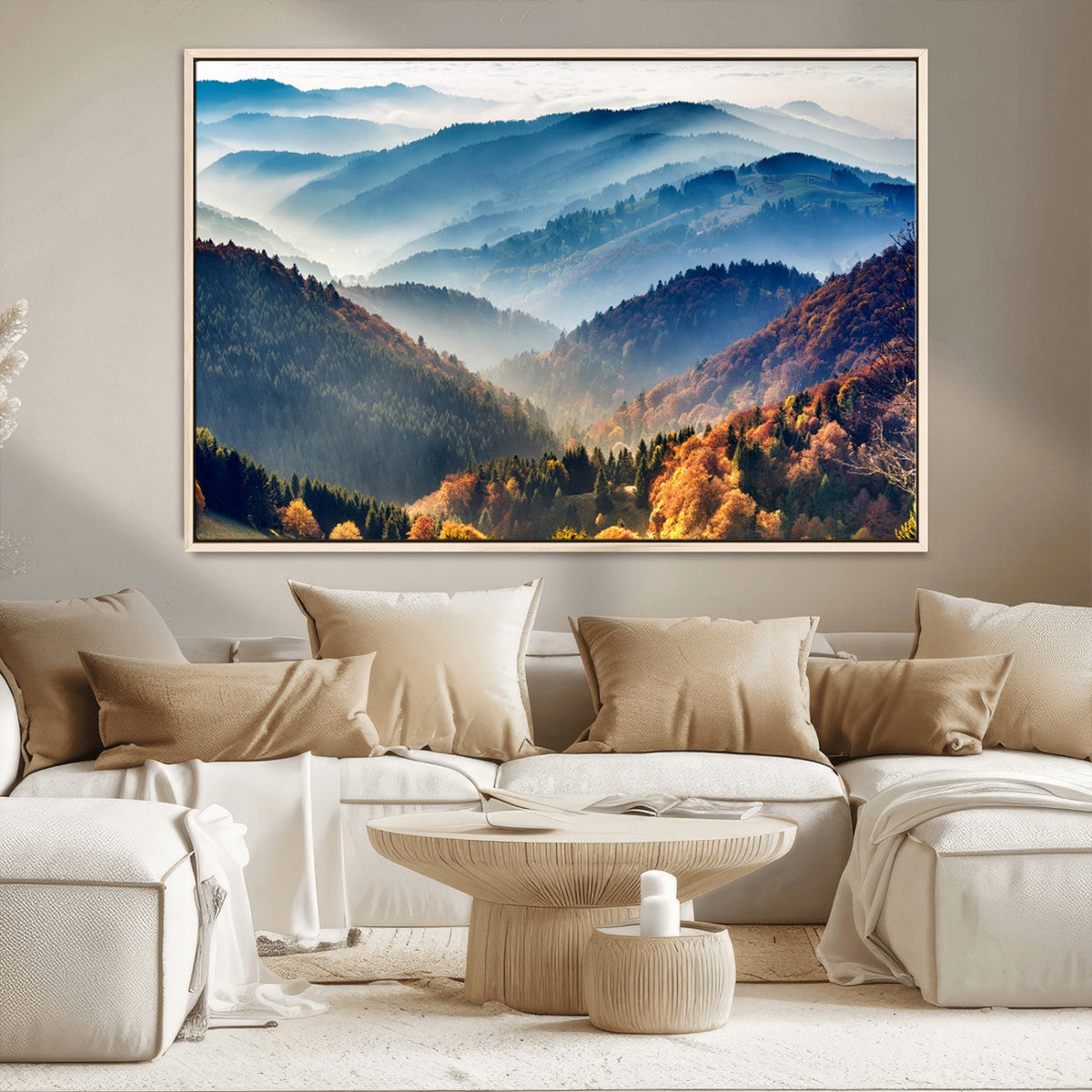 Mountains Forest Autumn Wall Art Canvas Print