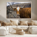 Framed Big Cow Animal Wall Art Canvas Print