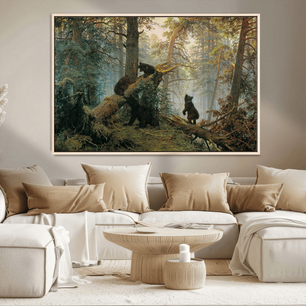 Baby Bears in Forest Wall Art Canvas Print