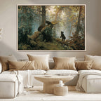Baby Bears in Forest Wall Art Canvas Print