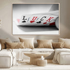 Framed Lucky Poker Cards Canvas | Modern Triptych Wall Art for Game Rooms